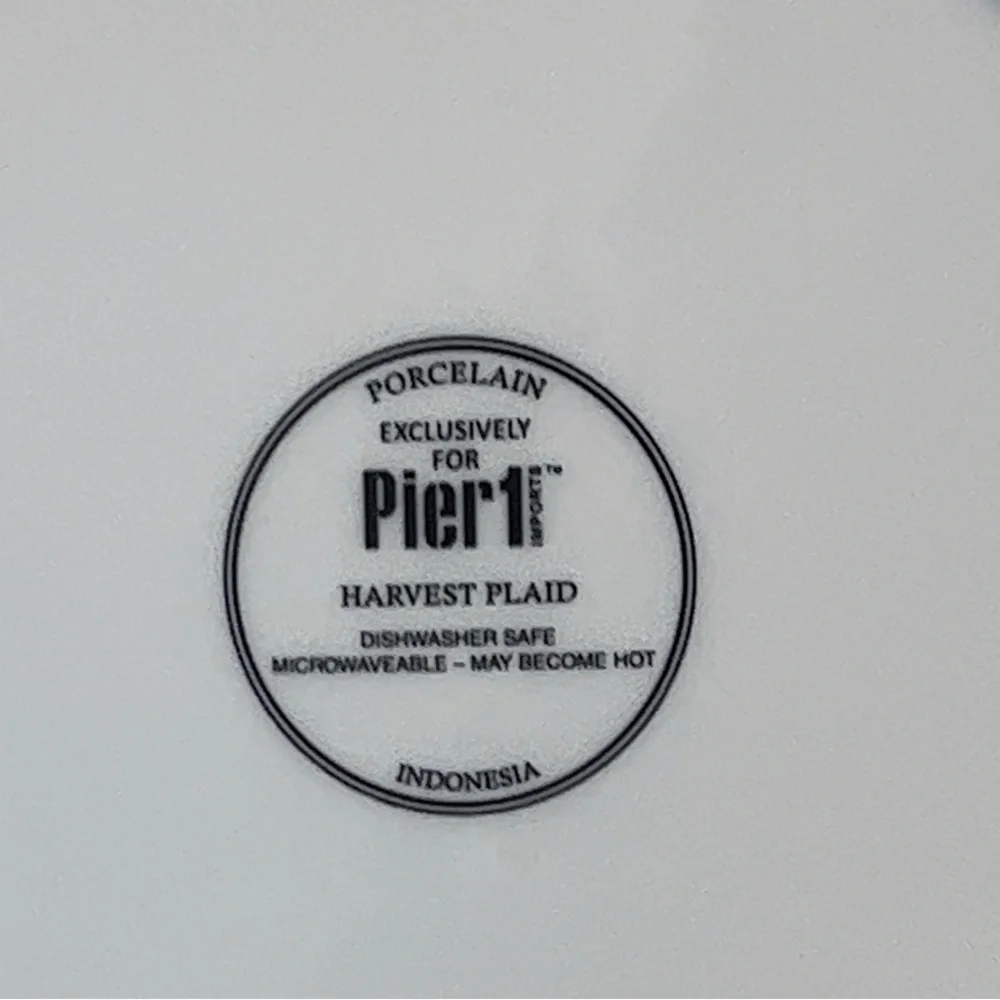 Pier 1 Imports Harvest Plaid Set of 4 Dinner Plates